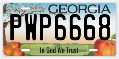 GA license plate PWP6668