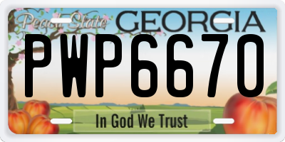 GA license plate PWP6670