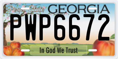 GA license plate PWP6672