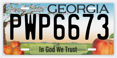 GA license plate PWP6673