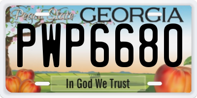 GA license plate PWP6680