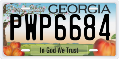 GA license plate PWP6684