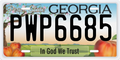 GA license plate PWP6685