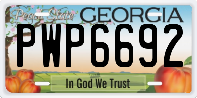 GA license plate PWP6692
