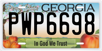 GA license plate PWP6698