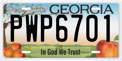 GA license plate PWP6701
