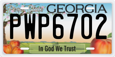 GA license plate PWP6702