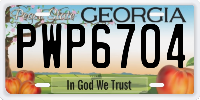 GA license plate PWP6704
