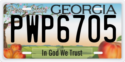 GA license plate PWP6705