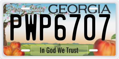 GA license plate PWP6707