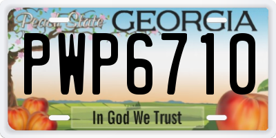 GA license plate PWP6710