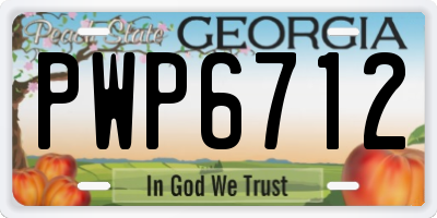 GA license plate PWP6712