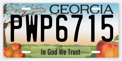 GA license plate PWP6715