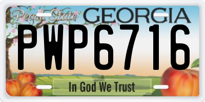 GA license plate PWP6716