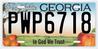 GA license plate PWP6718