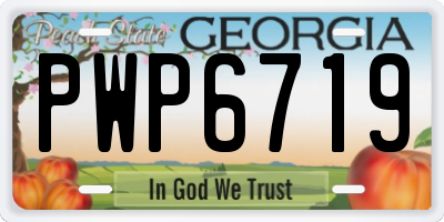 GA license plate PWP6719