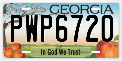 GA license plate PWP6720