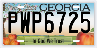 GA license plate PWP6725