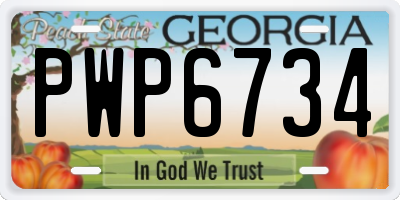 GA license plate PWP6734
