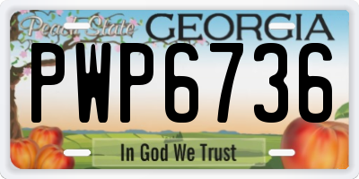 GA license plate PWP6736