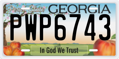 GA license plate PWP6743