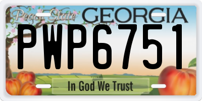 GA license plate PWP6751