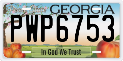 GA license plate PWP6753