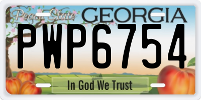 GA license plate PWP6754