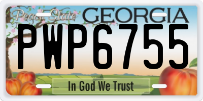 GA license plate PWP6755