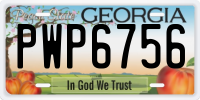 GA license plate PWP6756