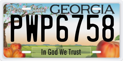 GA license plate PWP6758