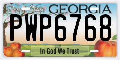 GA license plate PWP6768