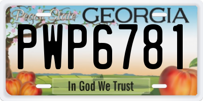 GA license plate PWP6781