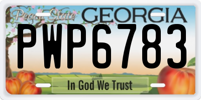 GA license plate PWP6783