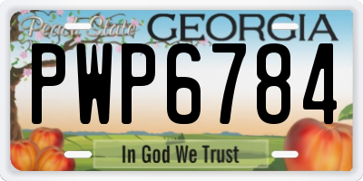 GA license plate PWP6784