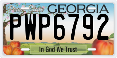 GA license plate PWP6792