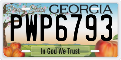 GA license plate PWP6793