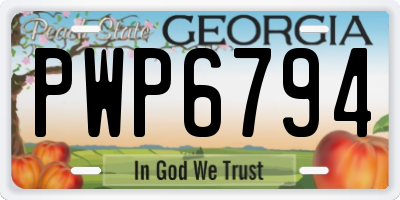 GA license plate PWP6794