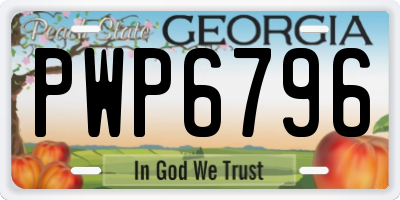 GA license plate PWP6796