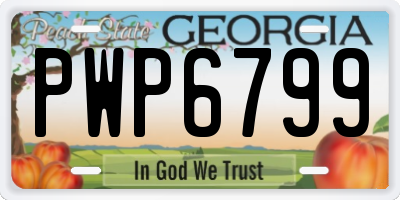 GA license plate PWP6799