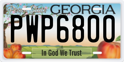GA license plate PWP6800