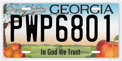 GA license plate PWP6801