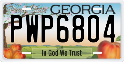 GA license plate PWP6804