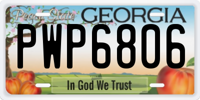 GA license plate PWP6806