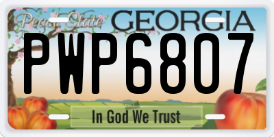 GA license plate PWP6807