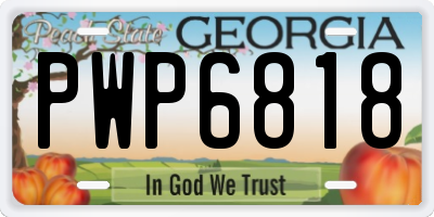 GA license plate PWP6818