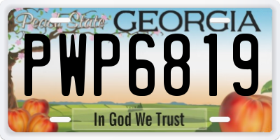 GA license plate PWP6819
