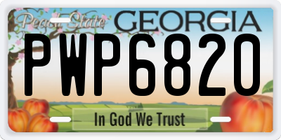 GA license plate PWP6820