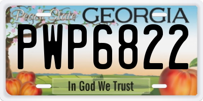 GA license plate PWP6822