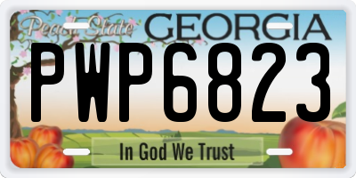 GA license plate PWP6823
